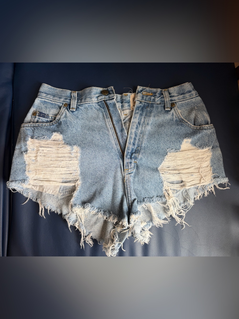 Furst of a Kind Light Blue Distressed Denim High-Waist Women's Shorts